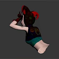 Cartoon Character With Red Black Hat Green Gloves Purple Vest Green Top Glasses And Tattoo