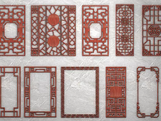 Chinese-style carved window grilles 3d model