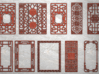 Chinese-style carved window grilles 3d model