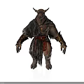 Mythical Horned Man Wearing Fur Cloak With Leather Bracers And Belt