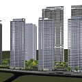 Tall Modern High Rise Buildings With Contemporary Design in Urban Cityscape