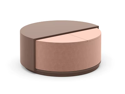 Modern Round Ottoman With Brown And Pink Upholstered Design For Living Room 3d model