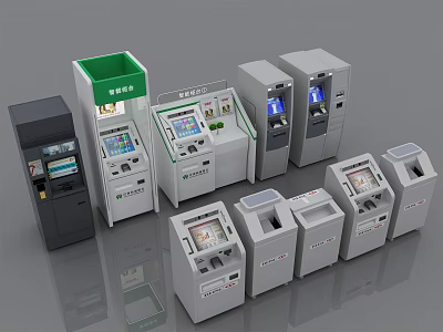 Public Facilities Featuring Various Self Service Terminals Payment Kiosks Information Machines And ATM Devices 3d model