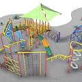 Colorful Outdoor Playground Equipment with Slides Climbing Frames Swings and Canopies