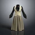 Elegant Vintage Women's Outfit With Black Long Sleeves Beige Vest And Gold Buttons