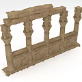 Classical Stone Architectural Structure Featuring Multiple Columns Ornate Capitals And Carved Walls 3d model