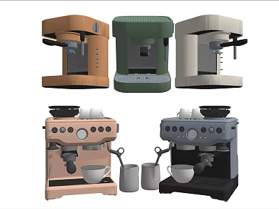 Modern Stylish Colorful Coffee Makers With Various Colors And Designs As Kitchen Appliances 3d model