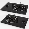 Modern Black Gas Stoves With Dual Burners Glass Top And Stainless Steel Burners