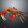 Vibrant Crab With Red Claws Brown Body And Yellow Eyes On Dark Background