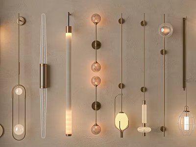 Modern Wall Lamps With Diverse Designs Metal Glass And Warm Lighting 3d model