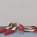 Elegant Red Women's Flat Shoes With Pointed Toe And Smooth Leather Design