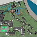 Scenic Vacation Villa Community with Riverside Green Area and Tennis Court