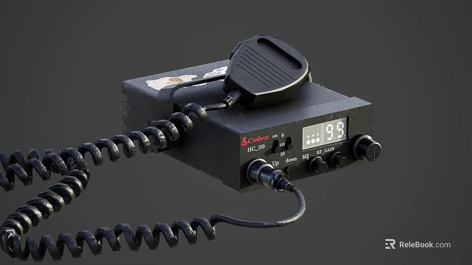 Cobra Industrial Radio Communication Device with Digital Display Knobs and Coiled Cable 3d model 