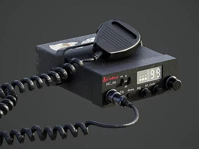 Cobra Industrial Radio Communication Device with Digital Display Knobs and Coiled Cable 3d model