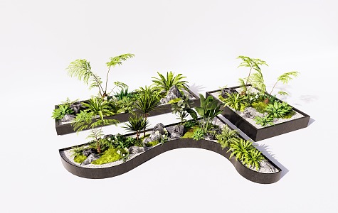 Modern Planting Pool Multiple Planting Pool 3d model