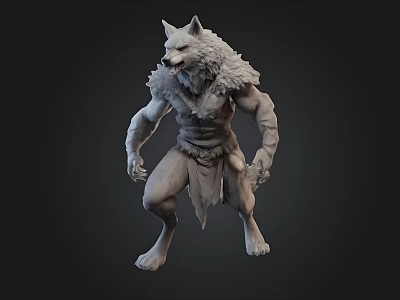 Wolf Headed Humanoid Game Movie Character With Muscular Build And Furry Body 3d model
