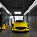 4S Dealership Car Wash Area With Luxury Sports Cars Modern Lighting And Washing Equipment