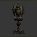 Antique Carved Bronze Sculpture With Intricate Lid And Decorative Base
