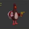 Cartoon Penguin Character With Black Body White Belly Orange Beak Carrying Sack And Holding Gun