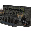 Ancient Medieval Watermill Structure With Stone Arches Towers Gear And Water Flow
