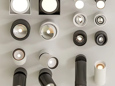 Various Modern Downlights And Spotlights In Black And White Designs For Indoor Lighting 3d model