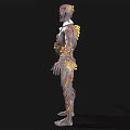 Game And Movie Character Skeleton With Decayed Body And Yellow Growths Horror Style