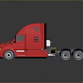 Sleek Red Semi Truck Cab With Black Trailer And Reflective Surface Design Details