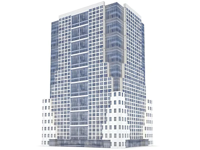 Modern High Rise Office Building Featuring Glass Curtain Wall And Large Windows 3d model