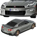 Silver Nissan GT R Sports Car With Gold Wheels
