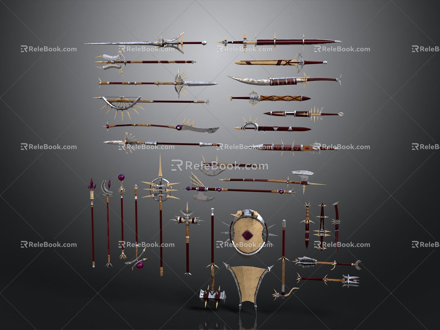 Cold weapons Sword Sword Sword Sword Axe Hook Fork Spear Trident Melee Weapon Military 3d model