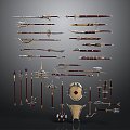 Cold weapons Sword Sword Sword Sword Axe Hook Fork Spear Trident Melee Weapon Military 3d model