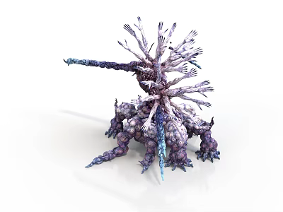 Fantasy Mythical Creature 3D Model With Multiple Tentacles And Purple Blue Design 3d model