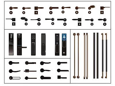 Different Types of Door Handles with Various Designs and Styles for Home and Office Applications 3d model