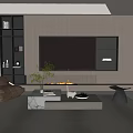 TV background wall single sofa coffee table 3d model