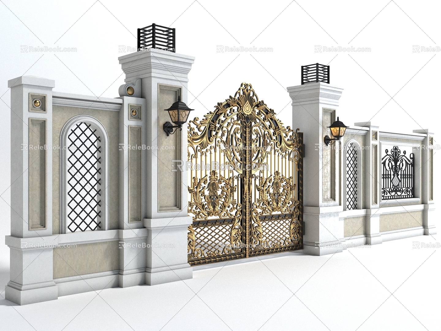 Style gate gate iron gate decorative door patio door 3d model