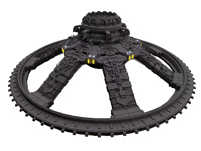Large Circular Engine With Complex Mechanical Structure And Multi Arm Support Design 3d model
