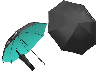 Stylish Foldable Umbrella With Black And Teal Two Tone Design For Daily Use 3d model