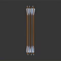 Five Shiny Arrows With Orange Shafts and Blue Arrowheads on Gray Background