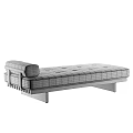 Brown Leather Button Tufted Ottoman With Dark Wood Frame And Modern Design