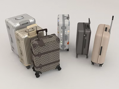 Variety Of Luggage Bags In Different Styles And Colors 3d model