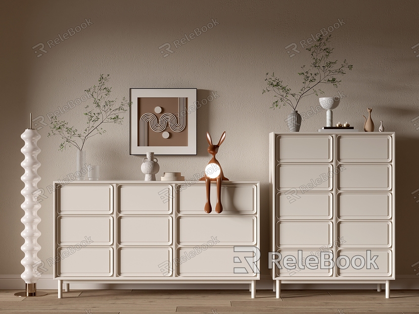 Modern Entrance Cabinet Shoe Cabinet Sideboard Wall Decorative Pendant Ornaments Bucket Cabinet Cream Decorative Cabinet Low Cabinet Sideboard model