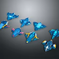 Blue Geometric Abstract Objects With Colorful Yellow Pink Accents And Modern Design