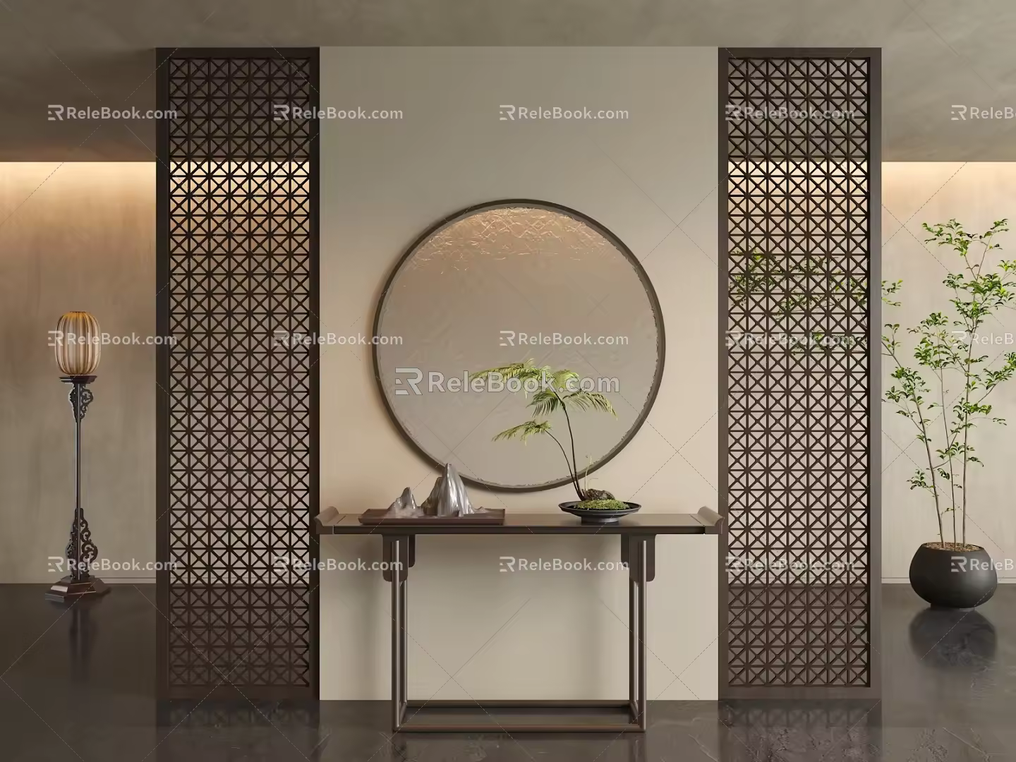 New Chinese style porch partition lattice partition 3d model