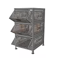 Vintage Metal Entryway Side Cabinet With Multi Tiered Storage Compartments