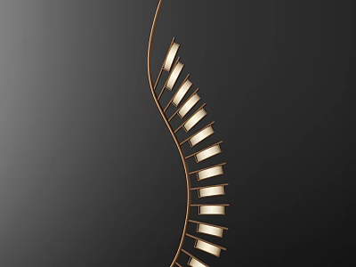 Elegant Modern Curved Floor Lamp With Metal Frame And Multiple Light Sleeves 3d model