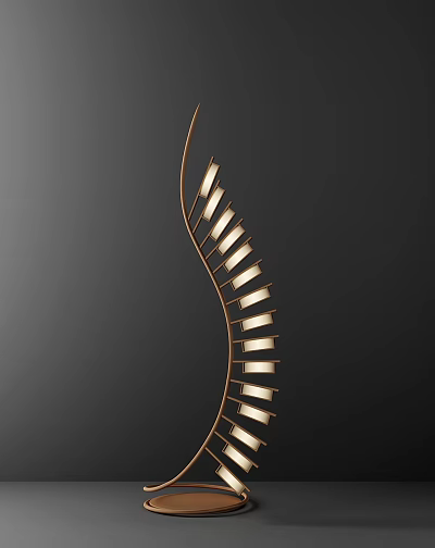 Elegant Modern Curved Floor Lamp With Metal Frame And Multiple Light Sleeves 3d model