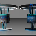 Liemu Exhibition Stands With Product Packaging Digital Screen And Blue Lighting