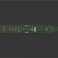 Military Patrol Boat Featuring Green Deck Gray Hull Red Objects And Radar Antennas