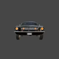 Vintage Black Muscle Car With Classic Body Design And Lit Headlights