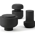 Three Black Modern Side Tables with Various Simple Shapes for Living Room Decor